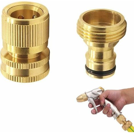 Raccords pour tuyau d'arrosage 3/4", raccords rapides en laiton, raccords mâles et femelles pour robinets, raccords pour tuyaux d'arrosage pour systèmes d'irrigation-AquaForge (1/5)