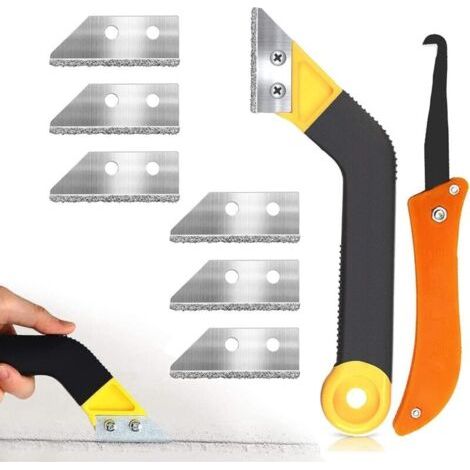 2pcs Grattoir joint carrelage,Outil de Décapant à coulis,Ensemble d'outils de nettoyage de coulis de grattoir avec remplacement (1/4)