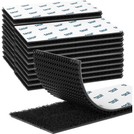 Scratch Autocollant Double Face, Hook & Loop Auto-Adhésif à Crochets Et Boucles, Ruban Adhésif Puissant Pour Décoration De Pièce, Maison, Bureau, Voiture (Noir, 50mmX100mm 20Paires) (1/5)
