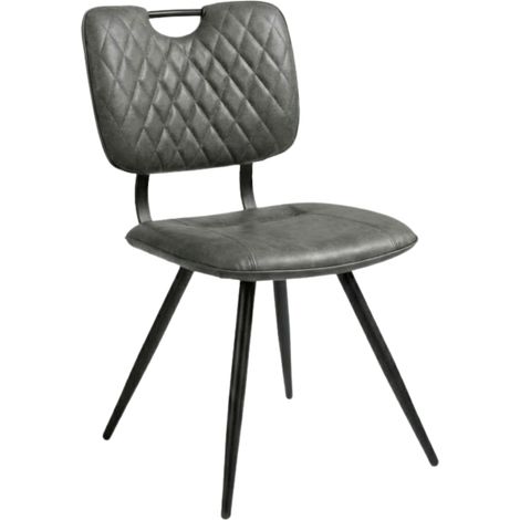 Chaise KAREL Gris anthracite en simili cuir style bistrot pour intérieur