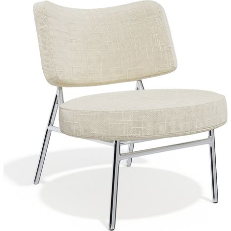 Fauteuil de salon en velours tramé crème (1/4)