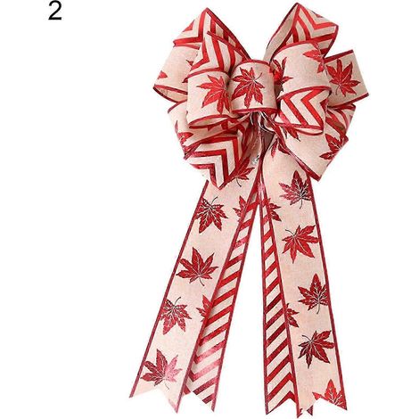 Nœuds de Noël MengXi, motif Noël, faciles à suspendre, rubans de lin pour décoration intérieure (1/5)