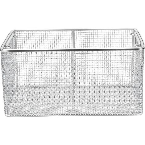 Panier de nettoyage à ultrasons carré en acier inoxydable 304, double poignée, filtre à mailles de 5/32 po pour pièces automobiles, outils et laboratoires (1/5)