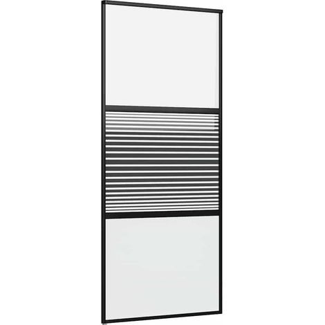 Puerta deslizante Negro 90 x 205 cm Vidrio templado y aluminio vidaXL