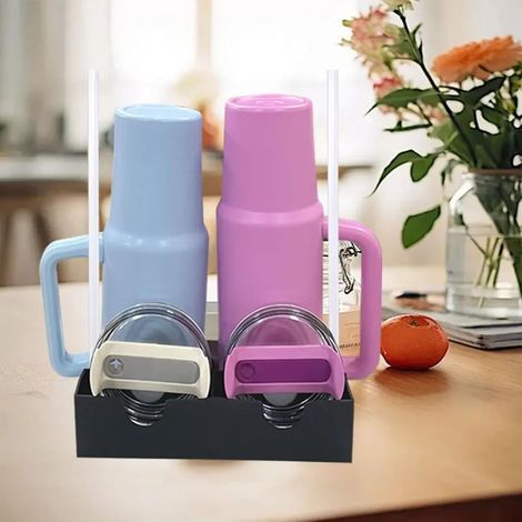 Doppelter Trockenständer für Stanley-Cup-Becher, platzsparender Silikon-Abtropfständer für Kaffeetassen, Becher, 20-oz-, 30-oz- und 40-oz-Stanley-Cup-Becher (weiß + schwarz) (1/5)