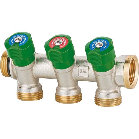 EFFEBI Trinkwasserverteiler mit DVGW-Zulassung - 3-fach Verteiler