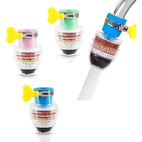 Lot de 3 filtres à eau charbon actif pour robinet, 6 couches filtration (1/5)