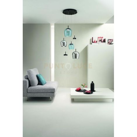 SOSPENSIONE NINA 6 LUCI NERO 3000K 2700LM 45W D.45CM VETRI ACQUISTABILI SEPARATAMENTE