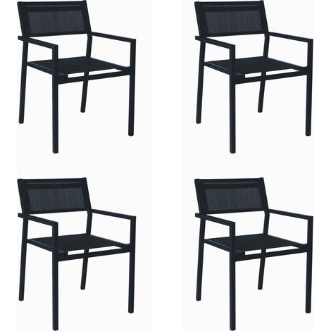 Set 4 sillas con brazos interior, exterior negro MAMBA garbar
