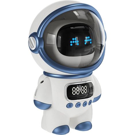 Intelligenter Astronauten-Bluetooth-Lautsprecher, kreatives Radio, TF-Karten-Uhr mit Cartoon-Design, KI-gestützter intelligenter Gegensprechanlagen-Wecker