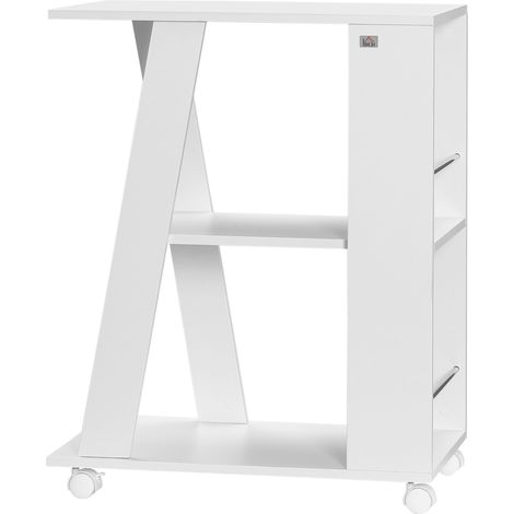 HOMCOM Carrello Portavivande Isola per Cucina in Legno con Ripiani e Ruote (1/5)