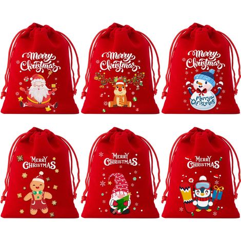 Rote Weihnachtsbeutel mit Kordelzug – wiederverwendbare Geschenkbeutel aus Samt für Weihnachtsgeschenke – Partygeschenkbeutel, 18er-Pack – großer roter Samt Größe eines einzelnen Beutels: ca. 10 x 14 (1/4)