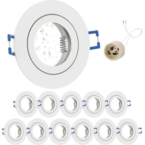 4x Spot LED Encastrable IP65 Cadre Avec Douille GU10, Spots de plafond en Fer Nickel brossé, Rond plat Spots Salle de bain spot cadre d'encastrement 68mm pour extérieur- intérie (1/5)