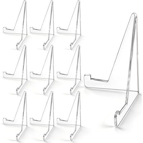 Dailygoods – Kartenständer (10 Stück) – Transparentes Acryl – Zur Präsentation von Karten/Medaillen/Münzen – Stabiler dreieckiger Sockel – Maße: 5,8 x 8,5 cm – Kartenhalter (1/5)