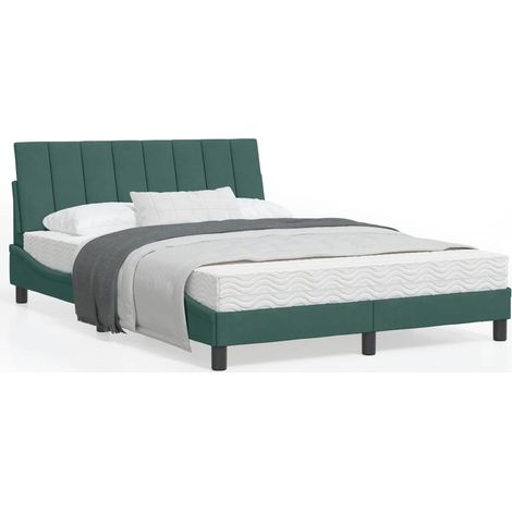 Bett mit Matratze Dunkelgrün 120x200 cm Samt vidaXL560091 (1/5)