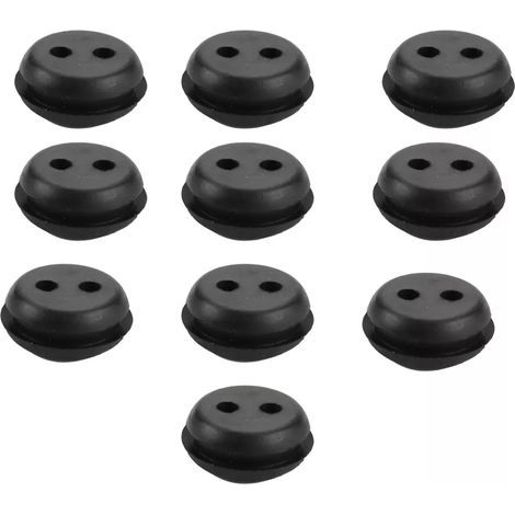 Bouchon De Tuyau De Carburant - Joint De Réservoir En Caoutchouc Noir À 2 Trous - Pour Débroussailleuse Tondeuse Taille-Haie - Lot De 10 (1/5)