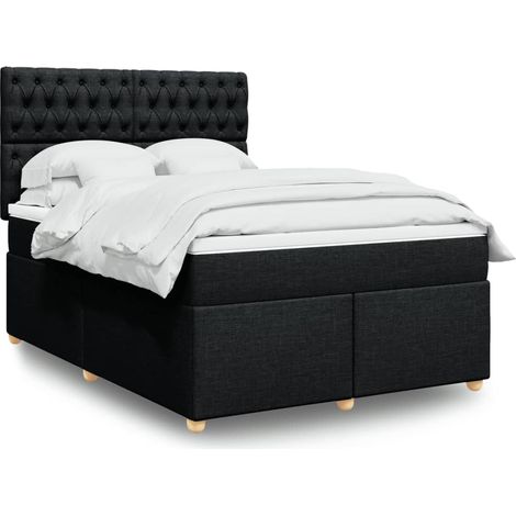 Boxspringbett mit Matratze Schwarz 160x200 cm Stoff