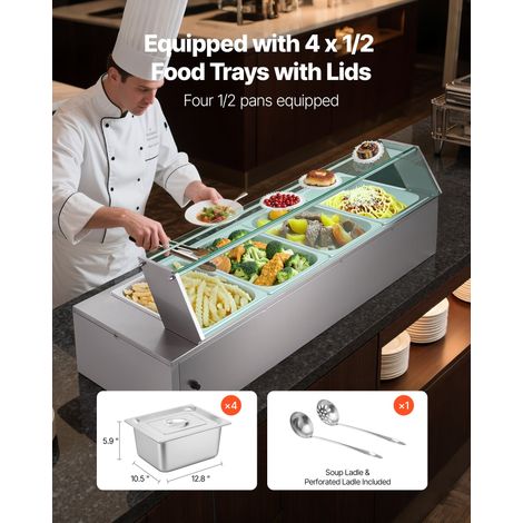 Chauffe-Plat Électrique à Vapeur 1500 W Buffet Chauffant en Inox (1/5)