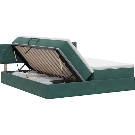 Letto con Contenitore con testiera 2 pz Verde Scuro vidaXL (1/5)