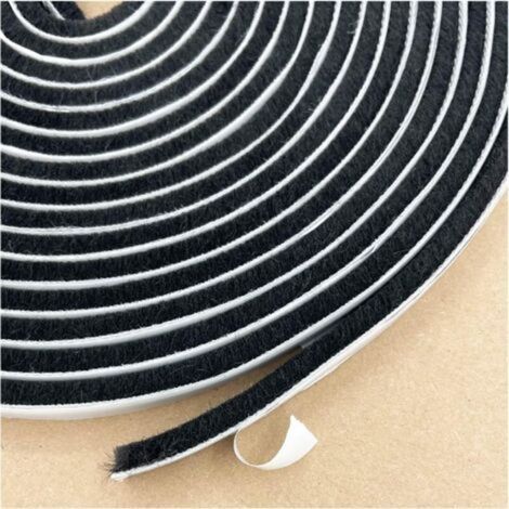 Bürstendichtung für Schiebefenster/-türen, Rahmenseite, selbstklebendes Dichtungsband, Zugluftstopper (9 mm x 5 mm x 6 m, Schwarz)