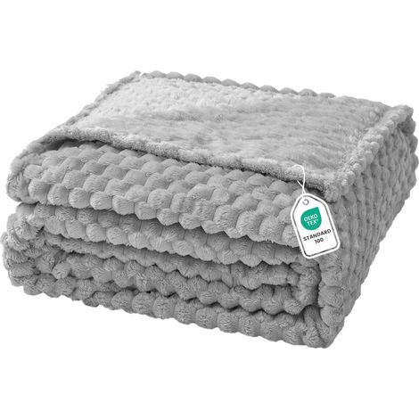 Couverture Douillette 130 x 150 cm Douce et Chaude en Microfibre pour canapé et lit, Chambre à Coucher, Bureau Gris (1/5)