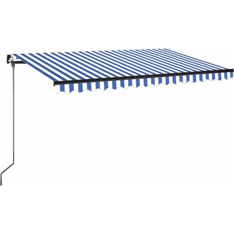 Maison Exclusive - Tenda da Sole Retrattile Manuale 450x350 cm Blu e Bianca (1/5)