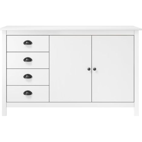 GBLY Sideboard Hill Weiß 130x40x80 cm Massivholz Kiefer (1/4)