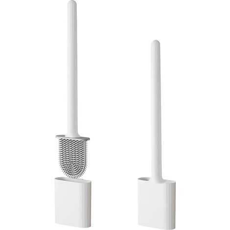 APEX Brosse WC en silicone avec support à séchage rapide - Brosse WC plate en silicone, tête flexible pour un nettoyage en profondeur (1/5)
