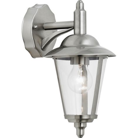 Endon Klien - Lanterna da Parete per Esterno 1 Luce Acciaio Inox Lucido, Policarbonato Trasparente IP44, E27 (1/5)