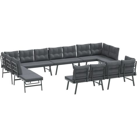 Maison Exclusive - 8-tlg. Garten-Sitzgruppe mit Kissen Schwarz St