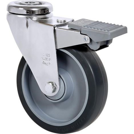 rueda giratora agujero m12 freno cromada 20afd100cp-pgaisb goma gris bolas (1/2)
