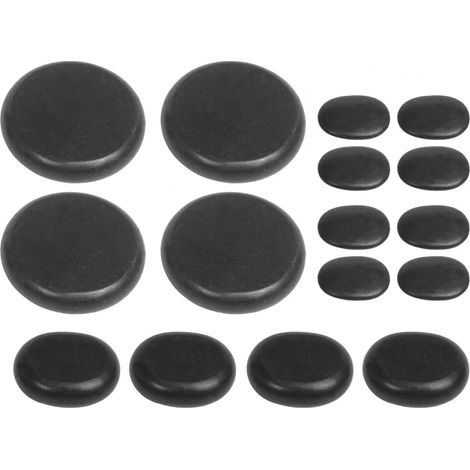 Ensemble de massage aux pierres chaudes (16 pièces) - Pierres de spa multifonctionnelles - Outils de massage corporel - Pierres chaudes relaxantes de différentes tailles-AquaForge