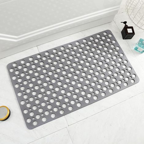 Salle De Bains Lavable à La Machine Tapis De Douche Pour,Extra Doux Tapis De Bain Avec Le Trou Puissant De Drainage De Ventouse Pour La Douche,Nonslip (Nonslip) Tapis De Baignoire-Gris 75x43cm(30x17in (1/5)