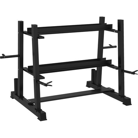 Support pour haltères 3 niveaux en acier noir 131x75x80 cm, capacité 200 kg (1/5)