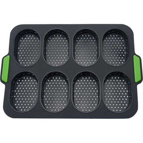 MINKUROW Stampo Pane, 8 Griglie, Silicone Antiaderente, Forato, Per Baguette Pane Francese (1/5)