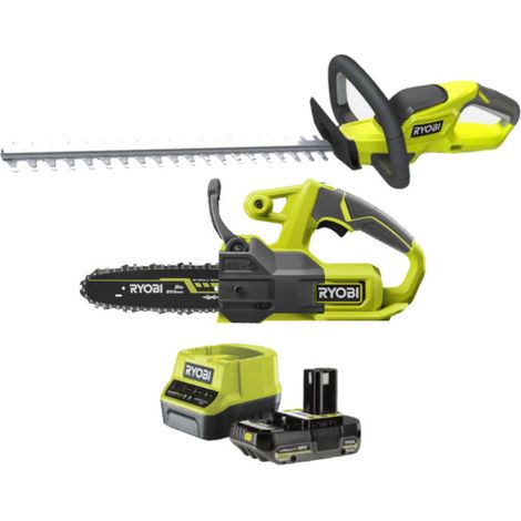 Pack 18V RYOBI Tronçonneuse RY18CS20A-0 - Taille-haies OHT1845 - Batterie 2,0Ah et chargeur (1/5)