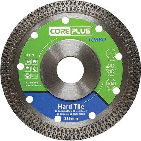 CorePlus HT115 Hard Tile Turbo Diamond Blade – 115mm Diameter for Precision Cutting (1/2)