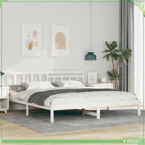 ABI Cadre de lit avec tête de lit Blanc 180 x 200 cm Pin massif 7291712311765 (1/5)