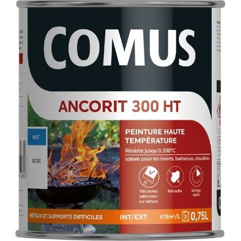 Comus – Peinture antirouille 0.75L noir mat – Résistante jusqu'à 300°C – Pour métaux ferreux – Sèche rapidement et adhère sur fers anciens (1/3)