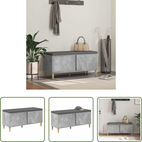 vidaXL Sitzbank - Flurbank mit Kissen mit Speicher Betongrau 100 x 38 x 46 cm (1/5)