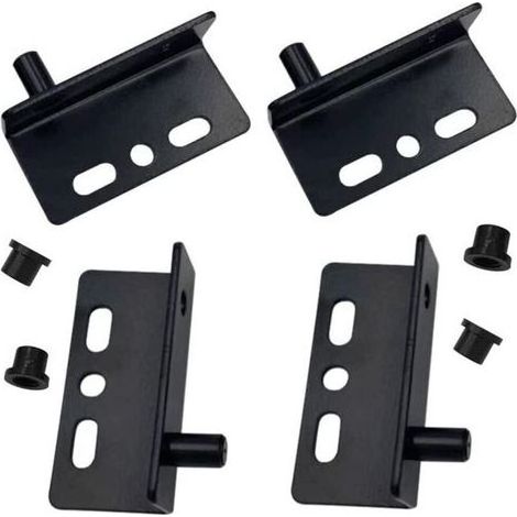 Lot de 4 charnières pivotantes de porte avec douille, noir à angle droit, accessoires de quincaillerie avec vis et capuchons en plastique (1/4)
