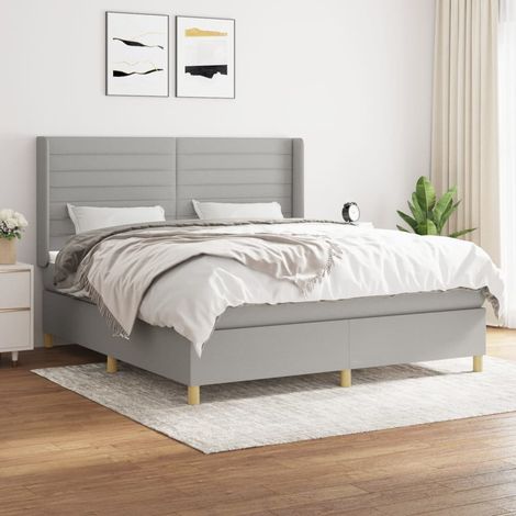 Boxspringbett mit Matratze Hellgrau 180x200 cm Stoff vidaXL (1/5)