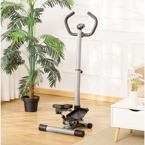 Stepper fitness con manillar ajustable, pantalla LCD, negro (1/5)