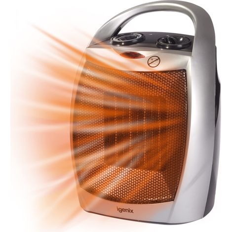 Igenix Ceramic Fan Heater, 2 Heat Settings, 1800W, Silver - IG9030 (1/4)