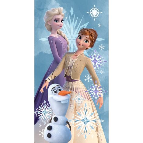 Serviette de bain Disney La Reine des Neiges avec Olaf et ses sœurs, serviette de plage 70x140 cm