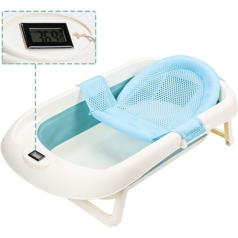 Randaco Vaschetta da bagno pieghevole per bambini Vaschetta da bagno pieghevole scalabile in PP+PTE (con cuscino da bagno) Verde (1/5)