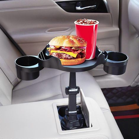 Extension de porte-gobelet pour voiture avec base de montage réglable, 2 emplacements pour gobelets, support pour téléphone portable et palette, compatible avec véhicules, camions et camping-cars. (1/5)