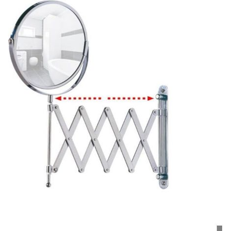 Miroir grossissant mural 3x – Bras télescopique 48,5 cm – Diamètre 17 cm – Fixation murale facile – Pour soins de beauté (1/4)
