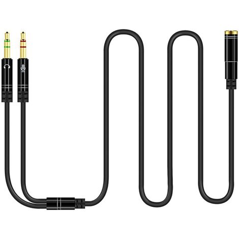 Audio-Adapterkabel, Handy-Klinkenstecker auf Laptop, Kopfhörer, Mikrofon, schwarz, 1 Meter (1/5)