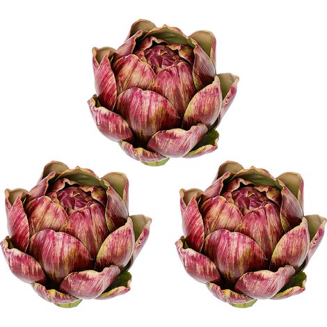 Ensemble de 3 plantes succulentes artificielles comprenant une tête d'ananas, un lys français, un artichaut et d'autres fleurs artificielles pour le salon, la salle à manger et l'entrée (grande tête d (1/2)